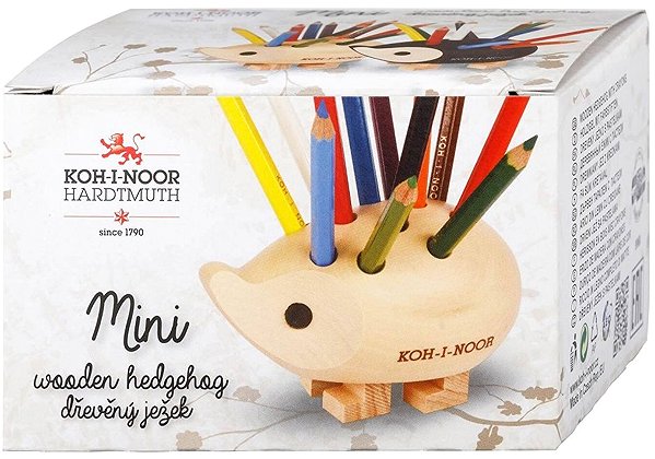 Coloured Pencils KOH-I-NOOR 9960S wooden hedgehog with crayons natur, mini 12 colours ...