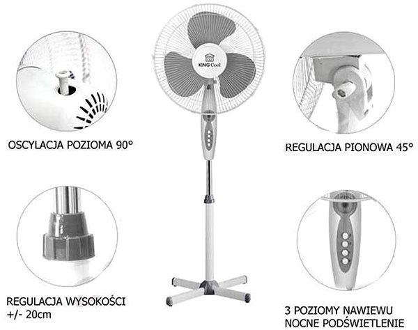 Fan KINGHOFF Stand fan Kingcool Kc-2124 White/Grey ...