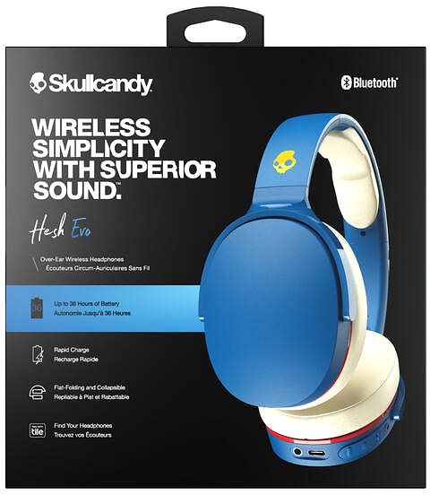 Wireless Headphones Skullcandy Hesh Evo Wireless Over-Ear Blue Packaging/box