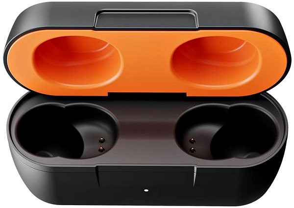 Bezdrôtové slúchadlá Skullcandy JIB True Wireless čierno-oranžové Bočný pohľad