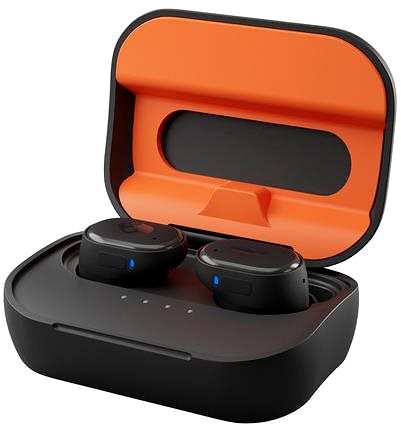 Bezdrôtové slúchadlá Skullcandy Grind Fuel True Wireless In-Ear čierna/oranžová Bočný pohľad