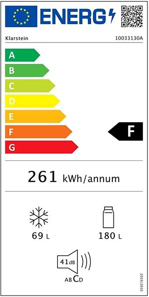 Hűtőszekrény KLARSTEIN Miro XL Energia címke