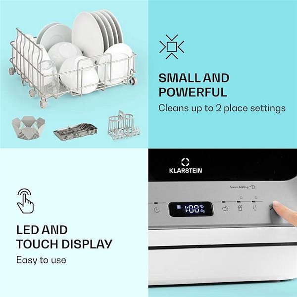 Dishwasher KLARSTEIN Amazonia Mini Silver Features/technology