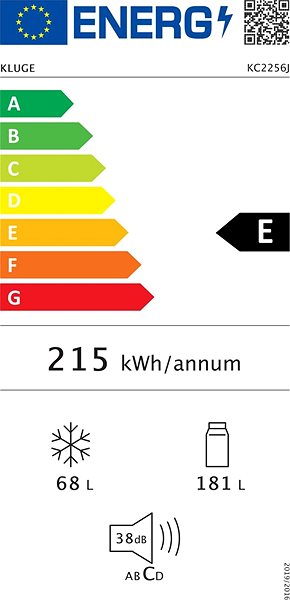 Built-in Fridge KLUGE KC2256J Energy label