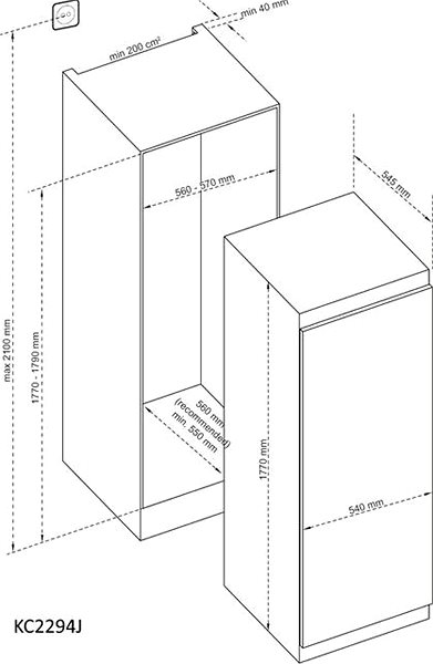 Built-in Fridge KLUGE KC2294J Technical draft