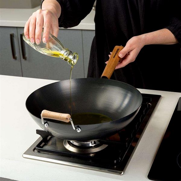 Wok Pan Kinghoff Chinese Cantonese Steel Wok, 30 cm ...