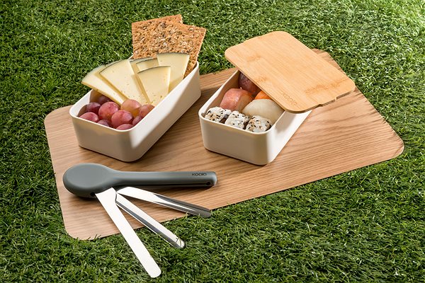 Snack Box KOALA Double lunch box with bamboo lid light grey 1600 ml ...