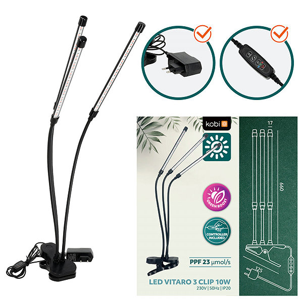 Garden lighting KOBI LED Dimmable flexible table lamp with clip for growing plants, VITARO 3, 10 W 230 V .
