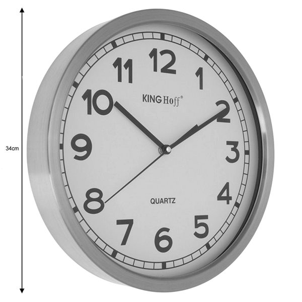 Nástenné hodiny Oceľové nástenné hodiny 34 cm Plynúci mechanizmus Kinghoff Kh-5026 ...