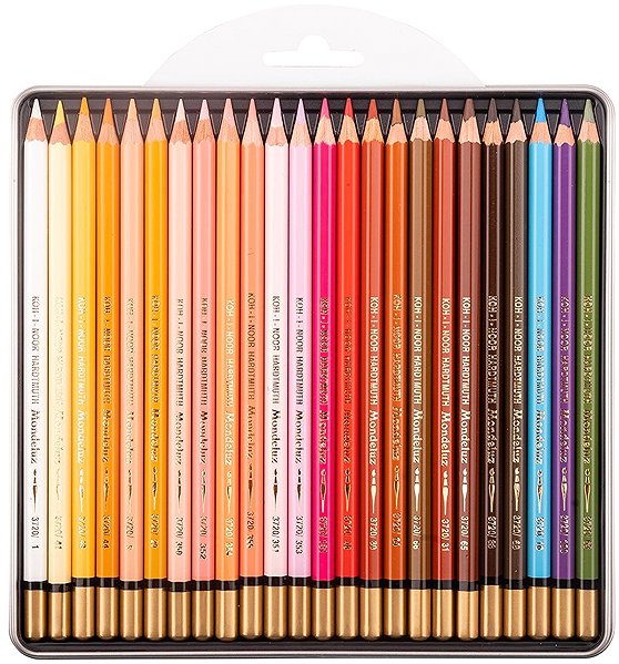 Coloured Pencils KOH-I-NOOR Mondeluz 3724/24 Art crayons portrait in tin case 24 pcs ...