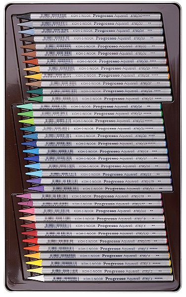Coloured Pencils KOH-I-NOOR Progresso aquarell 8785/36 Watercolour crayons in lacquer, in tin case 36 pcs ...