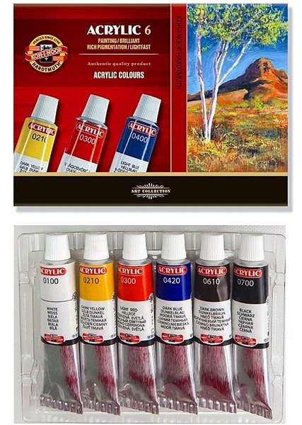 Acrylic paints for canvas Koh-i-noor 162701/6 - acrylic paint set 6 × 16 ml .