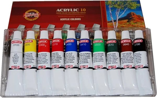 Acrylic paints for canvas Koh-i-noor 162703/10 - acrylic paint set 10 × 16 ml .