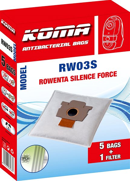 Vrecká do vysávača KOMA RW03S – Vrecká do vysávača Rowenta Silence Force, textilné, 5 ks ...