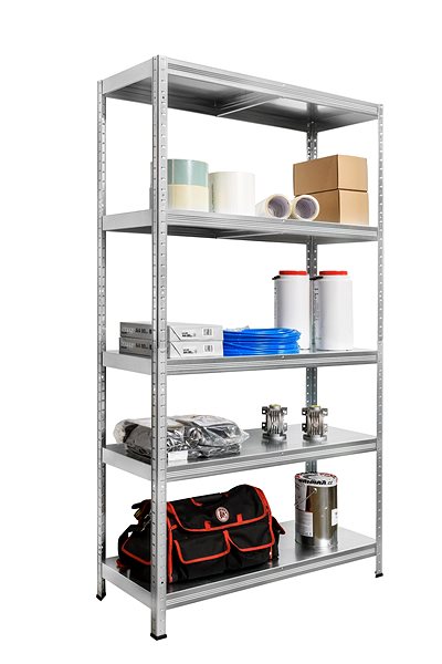 Shelving Unit KOVONA Drumy shelf 180 × 100 × 40 cm, galvanised ...