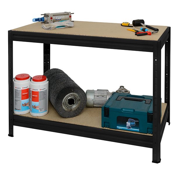 Shelving Unit KOVONA Heavy work table 87 × 120 × 60 cm, black ...