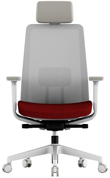 Office Chair KREDE K10 White with headrest red ...