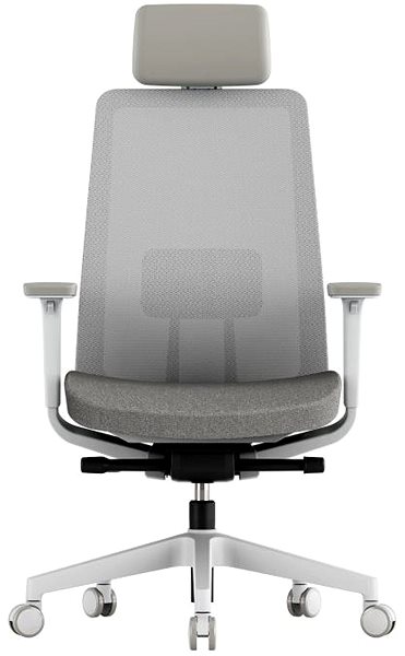 Office Chair KREDE K10 White with headrest grey ...