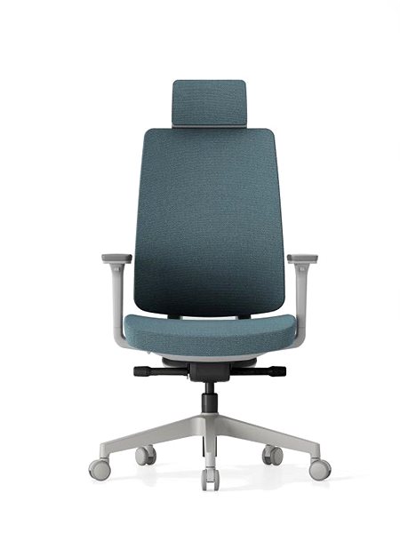 Office Chair KREDE K50 White with headrest light blue ...