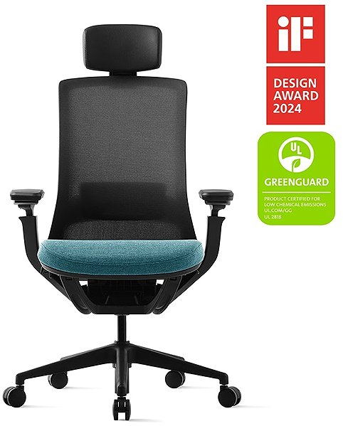 Office Chair Bestuhl ROLY with headrest light blue ...