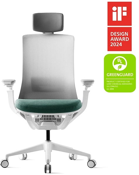 Office Chair Bestuhl ROLY White with headrest green ...
