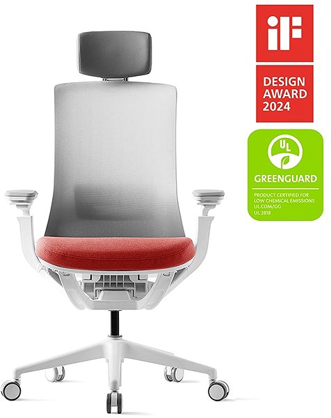 Office Chair Bestuhl ROLY White with headrest red ...