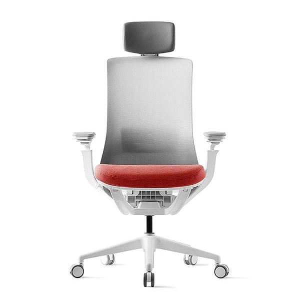 Office Chair Bestuhl ROLY White with headrest red ...