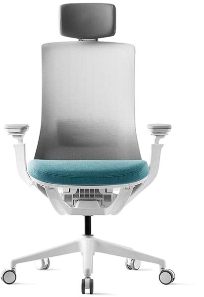Office Chair Bestuhl ROLY White with headrest light blue ...