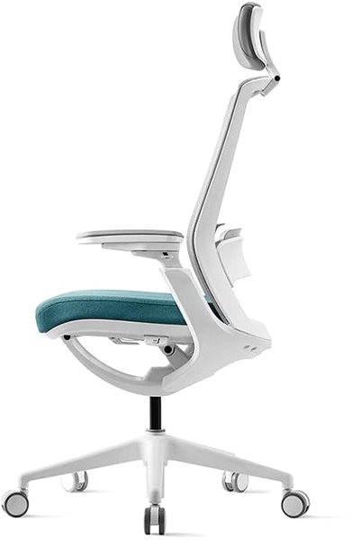 Office Chair Bestuhl ROLY White with headrest light blue ...