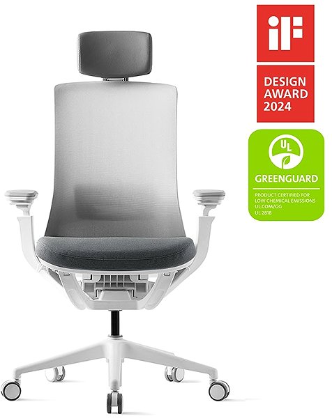 Office Chair Bestuhl ROLY White with headrest grey ...