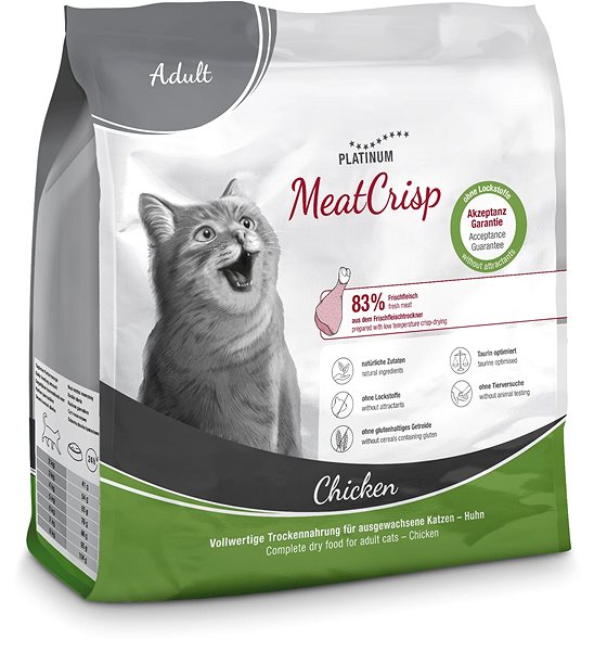 Granule pre mačky Platinum MeatCrisp Adult kura pre dospelé mačky 400 g Bočný pohľad