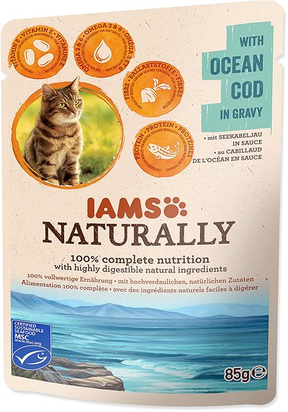 Kapsička pre mačky IAMS Naturally Kapsička treska v omáčke 85 g ...
