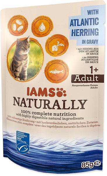 Kapsička pre mačky IAMS Naturally Kapsička sleď v omáčke 85 g ...