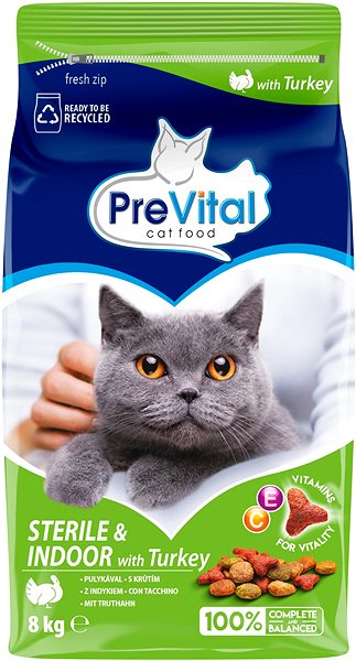 Granule pre mačky PreVital granuly s morčacím pre sterilizované mačky 8 kg ...