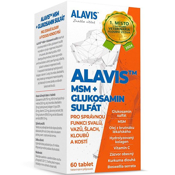 Joint nutrition for dogs ALAVIS™ MSM + Glucosamine sulphate 60 tablets .