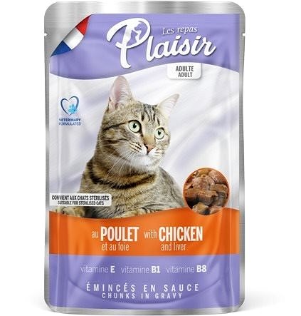 Kapsička pre mačky Plaisir Cat kapsička, kuracie + pečienka, 22× 100 g ...