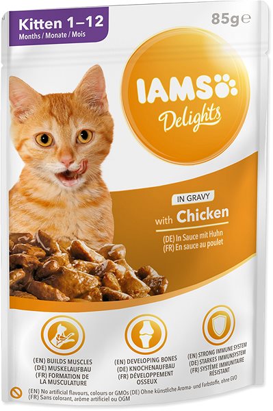 Kapsička pre mačky Kapsička IAMS mačiatko – kura v omáčke 85 g ...