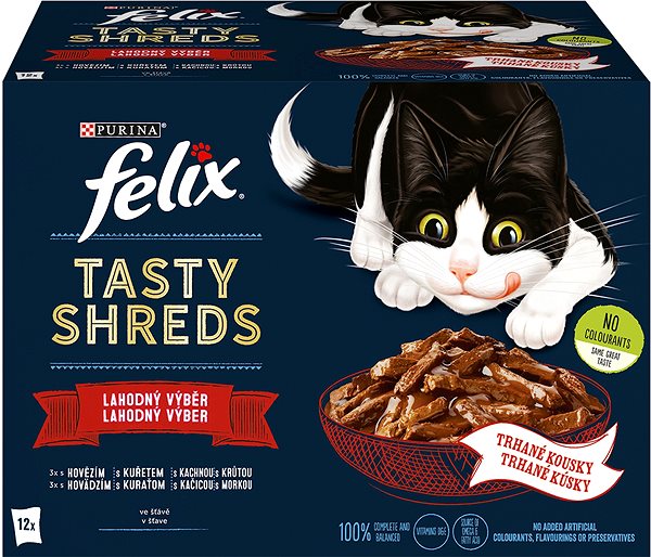 Kapsička pre mačky Felix Tasty Shreds lahodný výber v šťave 12 × 80 g ...