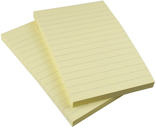 Note pad KORES lined 150 x 100 mm, 100 sheets, yellow .