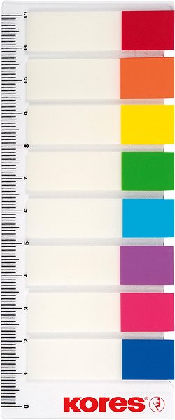 Notepad KORES marker Index Strips on ruler 45 x 12 mm, 8 x 15 sheets, mixed colours.