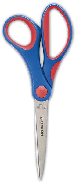 Kancelárske nožnice KORES so soft uchopením 17 cm, modro-červené ...
