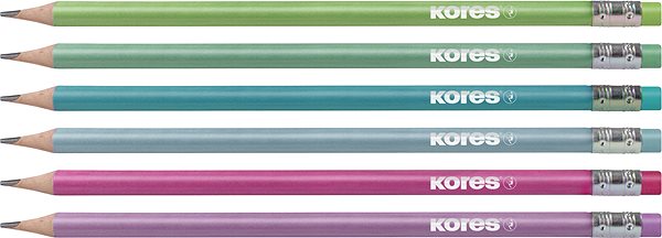 Ceruzka KORES Grafitos Style Metalic HB, trojhranná - súprava 6 ks ...