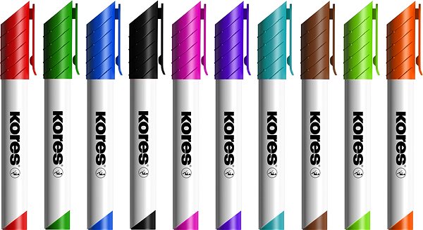 Marker KORES K-MARKER für Whiteboards - abgeschrägte Spitze 3 - 5 mm - Set mit 10 Farben Screen