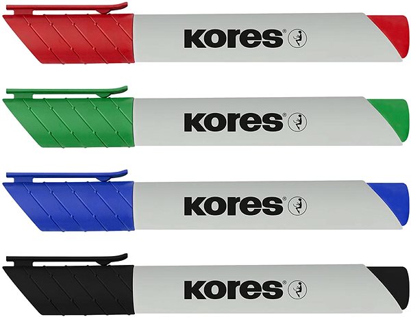 KORES K-MARKER Eco-Marker für Whiteboards und Flipcharts, Set mit 4 Farben.