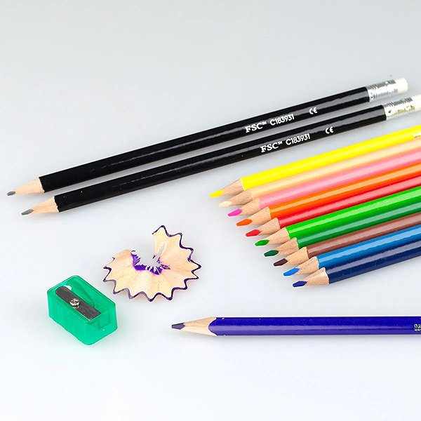 Coloured Pencils KORES KOLORES SET 12 colours + 2x Grafitos pencil + pencil sharpener + rubber ...
