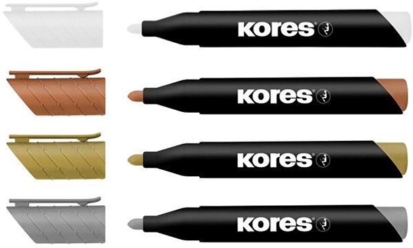 Marker KORES K-Marker Creative Set of 4, 3 Metallic Colours (Gold, Silver, Copper) + 1 White ...