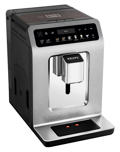Kaffeevollautomat KRUPS EA894T10 Evidence Plus Titan Kaffeemaschine mit Milchbehälter Seitlicher Anblick