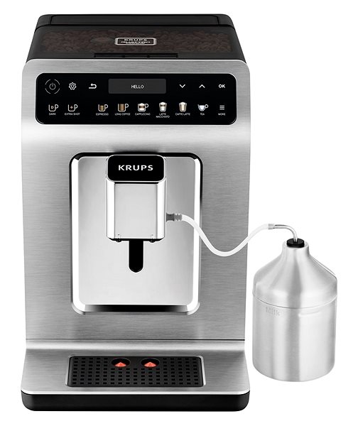 Kaffeevollautomat KRUPS EA894T10 Evidence Plus Titan Kaffeemaschine mit Milchbehälter Screen