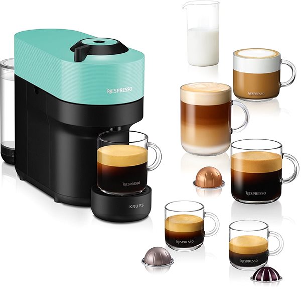 Coffee Pod Machine NESPRESSO Krups Vertuo Pop Aqua Mint XN920410 ...