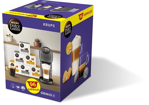 Coffee Pod Machine KRUPS KP243B10CZ Nescafé Dolce Gusto Genio S gift set with 96 capsules ...